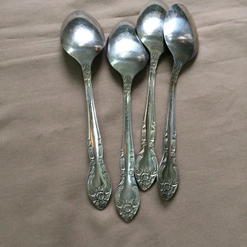 Rogers Lisette Vintage Flatware Silverware 4 Teaspoons Stainless Steel Korea